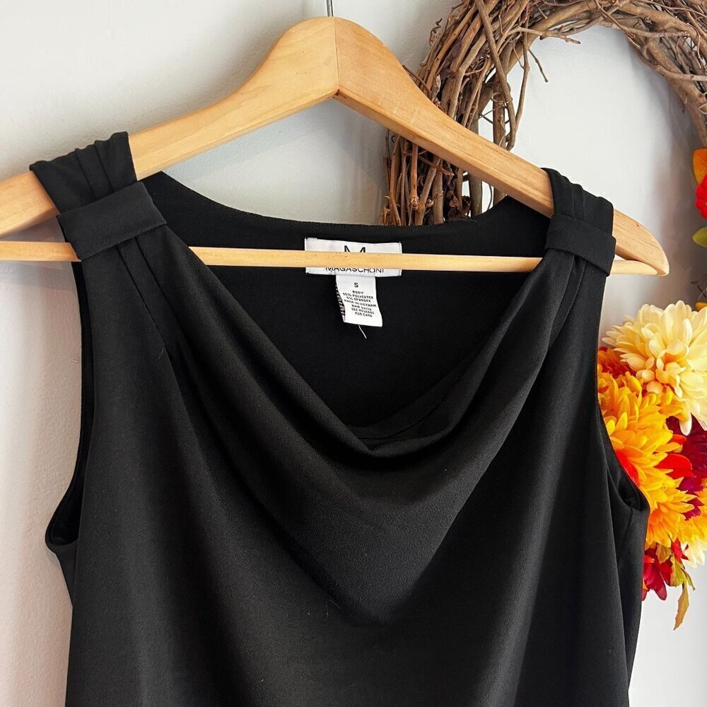 Magaschoni Womens Quiet Luxury Workwear Core Cowl Neck Jersey Top SMALL in Black